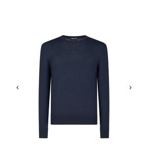 Tom Ford NAVY FINE GAUGE PURE WOOL CREW NECK size IT50 (US Medium)